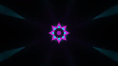 Psikedelik Kaleydoskop Patlaması simetrik kaleydoskop şekilleri patlıyor ve canlı renklerle beatendly döngülerde şekil değiştiriyor