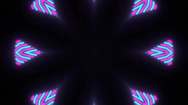 Psikedelik Kaleydoskop Patlaması simetrik kaleydoskop şekilleri patlıyor ve canlı renklerle beatendly döngülerde şekil değiştiriyor