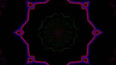 Psikedelik Kaleydoskop Patlaması simetrik kaleydoskop şekilleri patlıyor ve canlı renklerle beatendly döngülerde şekil değiştiriyor