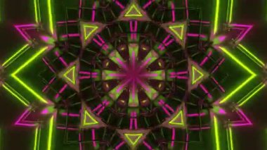Psikedelik Kaleydoskop Patlaması simetrik kaleydoskop şekilleri patlıyor ve canlı renklerle beatendly döngülerde şekil değiştiriyor
