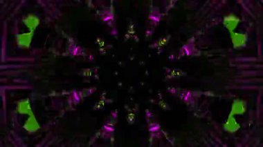 Psikedelik Kaleydoskop Patlaması simetrik kaleydoskop şekilleri patlıyor ve canlı renklerle beatendly döngülerde şekil değiştiriyor