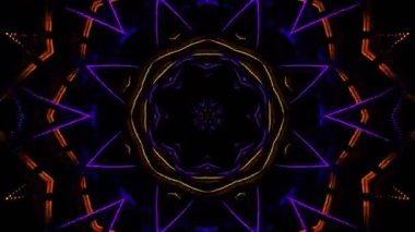 Psikedelik Kaleydoskop Patlaması simetrik kaleydoskop şekilleri patlıyor ve canlı renklerle beatendly döngülerde şekil değiştiriyor