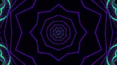 Psikedelik Kaleydoskop Patlaması simetrik kaleydoskop şekilleri patlıyor ve canlı renklerle beatendly döngülerde şekil değiştiriyor