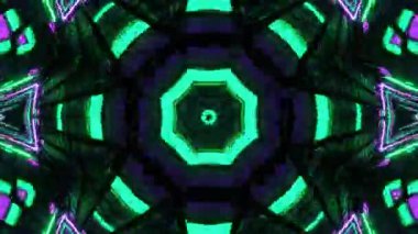 Psikedelik Kaleydoskop Patlaması simetrik kaleydoskop şekilleri patlıyor ve canlı renklerle beatendly döngülerde şekil değiştiriyor