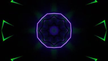 Psikedelik Kaleydoskop Patlaması simetrik kaleydoskop şekilleri patlıyor ve canlı renklerle beatendly döngülerde şekil değiştiriyor