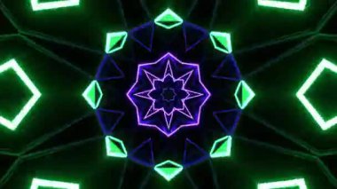 Psikedelik Kaleydoskop Patlaması simetrik kaleydoskop şekilleri patlıyor ve canlı renklerle beatendly döngülerde şekil değiştiriyor