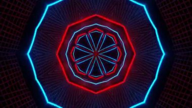 Üç boyutlu soyut arkaplan ve neon ışıkları. Neon tüneli. uzay tüneli.