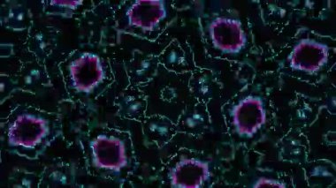 Psikedelik Kaleydoskop Patlaması simetrik kaleydoskop şekilleri patlıyor ve canlı renklerle beatendly döngülerde şekil değiştiriyor