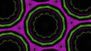 Psikedelik Kaleydoskop Patlaması simetrik kaleydoskop şekilleri patlıyor ve canlı renklerle beatendly döngülerde şekil değiştiriyor