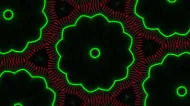 Psikedelik Kaleydoskop Patlaması simetrik kaleydoskop şekilleri patlıyor ve canlı renklerle beatendly döngülerde şekil değiştiriyor