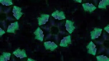 Psikedelik Kaleydoskop Patlaması simetrik kaleydoskop şekilleri patlıyor ve canlı renklerle beatendly döngülerde şekil değiştiriyor