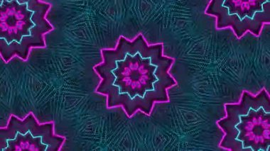 Psikedelik Kaleydoskop Patlaması simetrik kaleydoskop şekilleri patlıyor ve canlı renklerle beatendly döngülerde şekil değiştiriyor