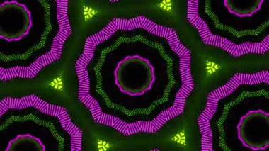 Psikedelik Kaleydoskop Patlaması simetrik kaleydoskop şekilleri patlıyor ve canlı renklerle beatendly döngülerde şekil değiştiriyor