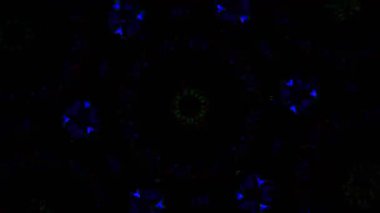 Psikedelik Kaleydoskop Patlaması simetrik kaleydoskop şekilleri patlıyor ve canlı renklerle beatendly döngülerde şekil değiştiriyor