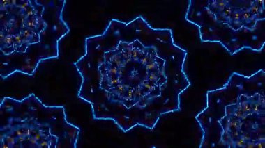 Psikedelik Kaleydoskop Patlaması simetrik kaleydoskop şekilleri patlıyor ve canlı renklerle beatendly döngülerde şekil değiştiriyor