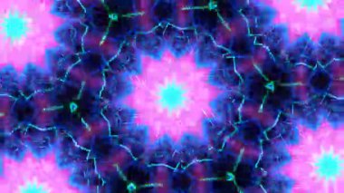 Psikedelik Kaleydoskop Patlaması simetrik kaleydoskop şekilleri patlıyor ve canlı renklerle beatendly döngülerde şekil değiştiriyor