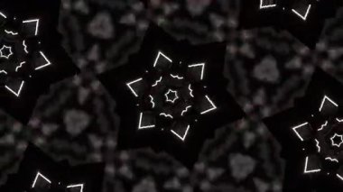 Psikedelik Kaleydoskop Patlaması simetrik kaleydoskop şekilleri patlıyor ve canlı renklerle beatendly döngülerde şekil değiştiriyor