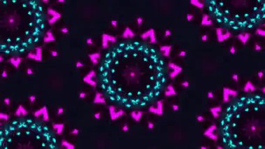 Psikedelik Kaleydoskop Patlaması simetrik kaleydoskop şekilleri patlıyor ve canlı renklerle beatendly döngülerde şekil değiştiriyor