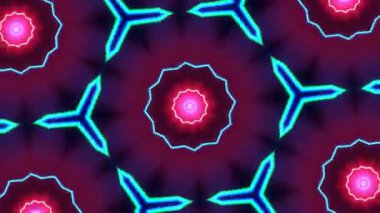 Psikedelik Kaleydoskop Patlaması simetrik kaleydoskop şekilleri patlıyor ve canlı renklerle beatendly döngülerde şekil değiştiriyor