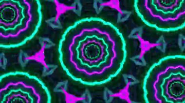 Psikedelik Kaleydoskop Patlaması simetrik kaleydoskop şekilleri patlıyor ve canlı renklerle beatendly döngülerde şekil değiştiriyor