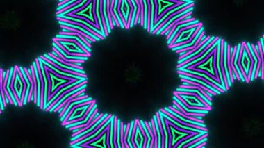 Psikedelik Kaleydoskop Patlaması simetrik kaleydoskop şekilleri patlıyor ve canlı renklerle beatendly döngülerde şekil değiştiriyor