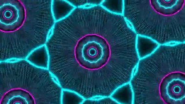 Psikedelik Kaleydoskop Patlaması simetrik kaleydoskop şekilleri patlıyor ve canlı renklerle beatendly döngülerde şekil değiştiriyor