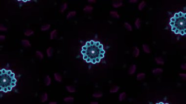 Psikedelik Kaleydoskop Patlaması simetrik kaleydoskop şekilleri patlıyor ve canlı renklerle beatendly döngülerde şekil değiştiriyor