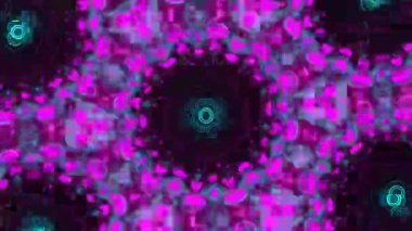 Psikedelik Kaleydoskop Patlaması simetrik kaleydoskop şekilleri patlıyor ve canlı renklerle beatendly döngülerde şekil değiştiriyor