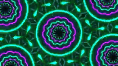 Psikedelik Kaleydoskop Patlaması simetrik kaleydoskop şekilleri patlıyor ve canlı renklerle beatendly döngülerde şekil değiştiriyor