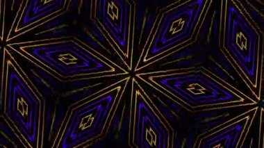 Psikedelik Kaleydoskop Patlaması simetrik kaleydoskop şekilleri patlıyor ve canlı renklerle beatendly döngülerde şekil değiştiriyor