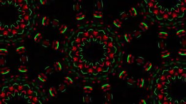 Psikedelik Kaleydoskop Patlaması simetrik kaleydoskop şekilleri patlıyor ve canlı renklerle beatendly döngülerde şekil değiştiriyor