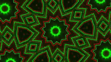 Psikedelik Kaleydoskop Patlaması simetrik kaleydoskop şekilleri patlıyor ve canlı renklerle beatendly döngülerde şekil değiştiriyor