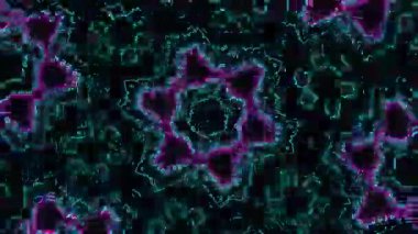 Psikedelik Kaleydoskop Patlaması simetrik kaleydoskop şekilleri patlıyor ve canlı renklerle beatendly döngülerde şekil değiştiriyor