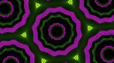 Psikedelik Kaleydoskop Patlaması simetrik kaleydoskop şekilleri patlıyor ve canlı renklerle beatendly döngülerde şekil değiştiriyor