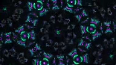 Psikedelik Kaleydoskop Patlaması simetrik kaleydoskop şekilleri patlıyor ve canlı renklerle beatendly döngülerde şekil değiştiriyor