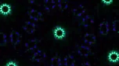 Psikedelik Kaleydoskop Patlaması simetrik kaleydoskop şekilleri patlıyor ve canlı renklerle beatendly döngülerde şekil değiştiriyor