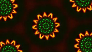 Psikedelik Kaleydoskop Patlaması simetrik kaleydoskop şekilleri patlıyor ve canlı renklerle beatendly döngülerde şekil değiştiriyor