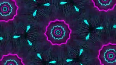 Psikedelik Kaleydoskop Patlaması simetrik kaleydoskop şekilleri patlıyor ve canlı renklerle beatendly döngülerde şekil değiştiriyor