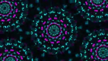 Psikedelik Kaleydoskop Patlaması simetrik kaleydoskop şekilleri patlıyor ve canlı renklerle beatendly döngülerde şekil değiştiriyor
