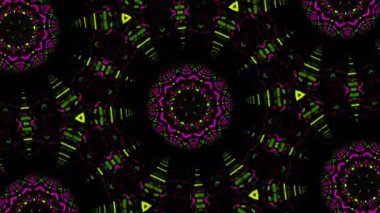 Psikedelik Kaleydoskop Patlaması simetrik kaleydoskop şekilleri patlıyor ve canlı renklerle beatendly döngülerde şekil değiştiriyor