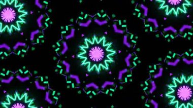 Psikedelik Kaleydoskop Patlaması simetrik kaleydoskop şekilleri patlıyor ve canlı renklerle beatendly döngülerde şekil değiştiriyor