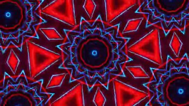 Psikedelik Kaleydoskop Patlaması simetrik kaleydoskop şekilleri patlıyor ve canlı renklerle beatendly döngülerde şekil değiştiriyor