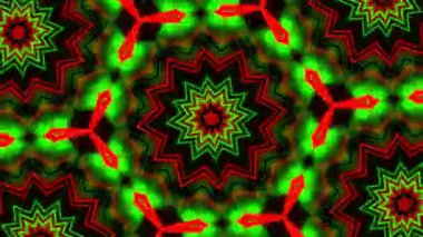 Psikedelik Kaleydoskop Patlaması simetrik kaleydoskop şekilleri patlıyor ve canlı renklerle beatendly döngülerde şekil değiştiriyor