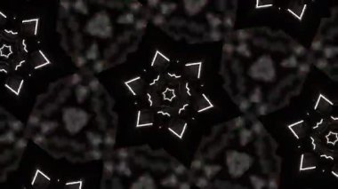 Psikedelik Kaleydoskop Patlaması simetrik kaleydoskop şekilleri patlıyor ve canlı renklerle beatendly döngülerde şekil değiştiriyor