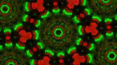 Psikedelik Kaleydoskop Patlaması simetrik kaleydoskop şekilleri patlıyor ve canlı renklerle beatendly döngülerde şekil değiştiriyor