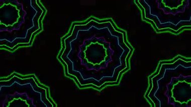 Psikedelik Kaleydoskop Patlaması simetrik kaleydoskop şekilleri patlıyor ve canlı renklerle beatendly döngülerde şekil değiştiriyor