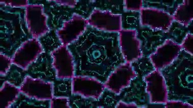 Psikedelik Kaleydoskop Patlaması simetrik kaleydoskop şekilleri patlıyor ve canlı renklerle beatendly döngülerde şekil değiştiriyor