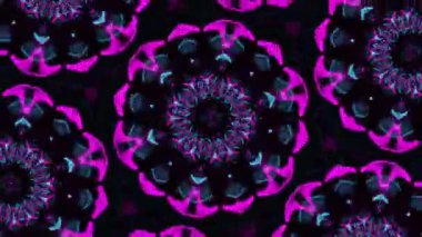 Psikedelik Kaleydoskop Patlaması simetrik kaleydoskop şekilleri patlıyor ve canlı renklerle beatendly döngülerde şekil değiştiriyor