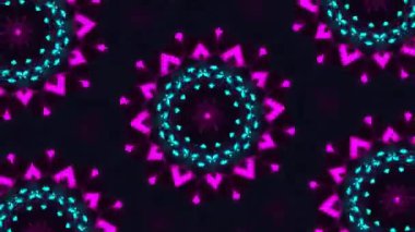Psikedelik Kaleydoskop Patlaması simetrik kaleydoskop şekilleri patlıyor ve canlı renklerle beatendly döngülerde şekil değiştiriyor