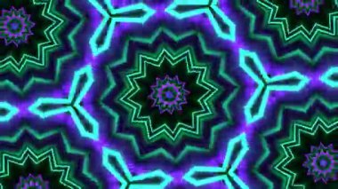 Psikedelik Kaleydoskop Patlaması simetrik kaleydoskop şekilleri patlıyor ve canlı renklerle beatendly döngülerde şekil değiştiriyor